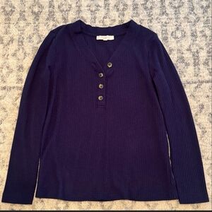 LOFT Dark Blue Textured Top